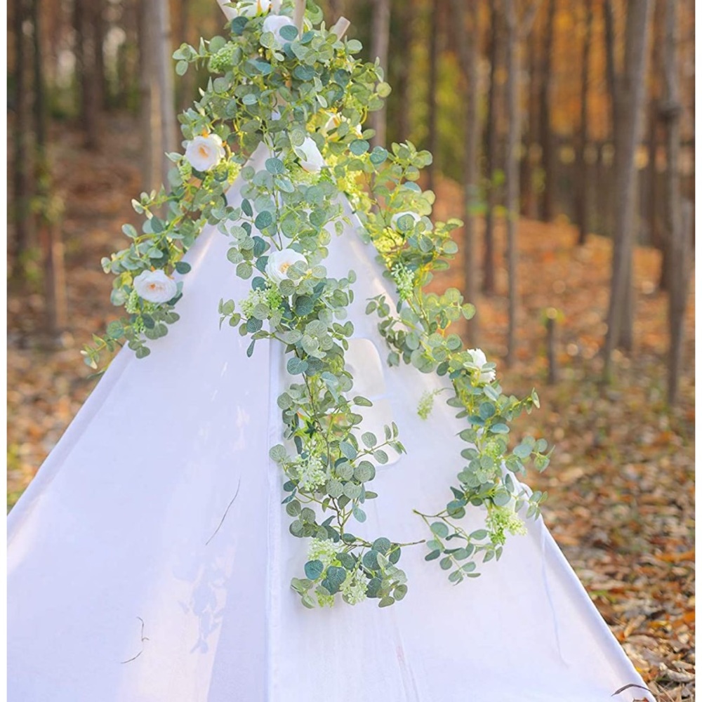 Artificial Eucalyptus Garland with Champagne Roses - Picture 5 of 11